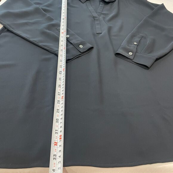 ~ J.Jill 2x Wearever Dress Black Vneck Tunic Above Knee Long Sleeve Pleated Slit - Picture 7 of 14